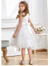 Beaded Embroiered Lace Star Tulle Dreamy Flower Girl Dress